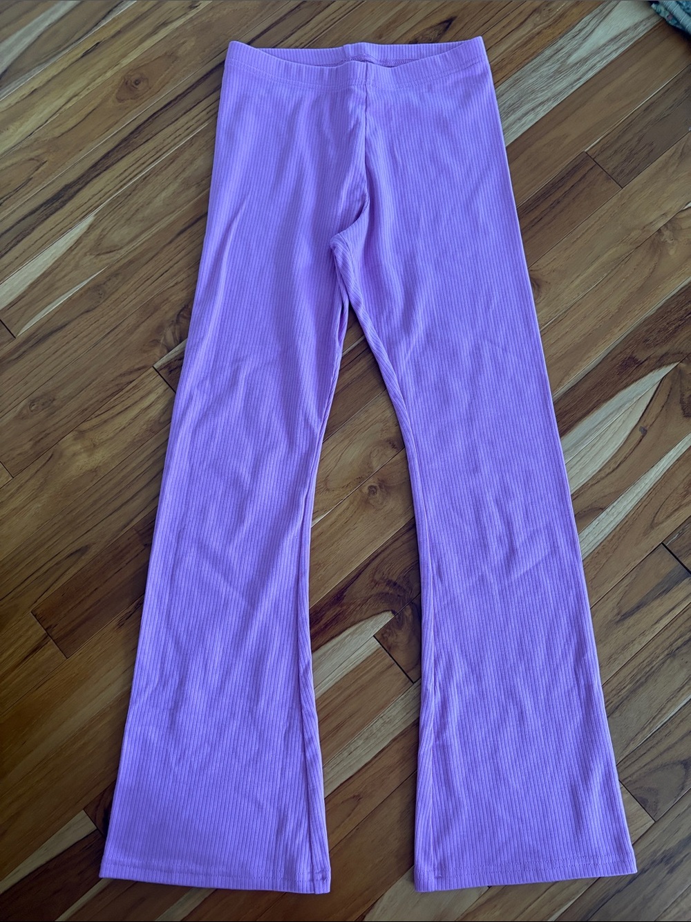 Kids Ribbed Flare Leggings - Lavender